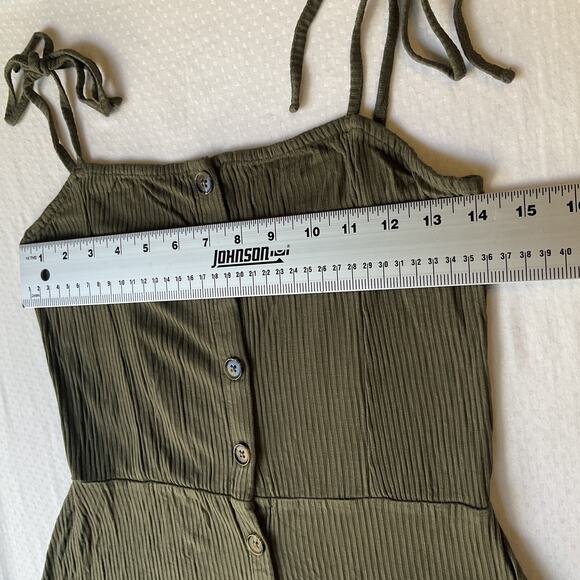 Topshop Women Dress US 4 Olive Green A-Line Button Sleeveless Knee Length - Picture 3 of 7